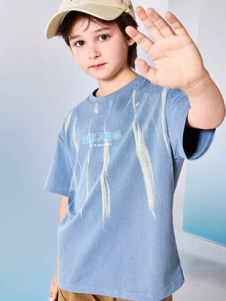 ASK JUNIOR ملابس علوية تي شيرت صيفي أكمام قصيرة للأولاد المراهقين، ملابس علوية أكمام نصفية عادي لأطفال متوسطي وكبار الحجم، ملابس للأولاد المراهقين