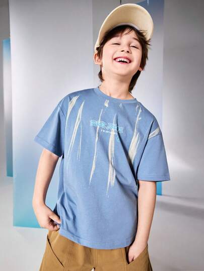 ASK JUNIOR ملابس علوية تي شيرت صيفي أكمام قصيرة للأولاد المراهقين، ملابس علوية أكمام نصفية عادي لأطفال متوسطي وكبار الحجم، ملابس للأولاد المراهقين