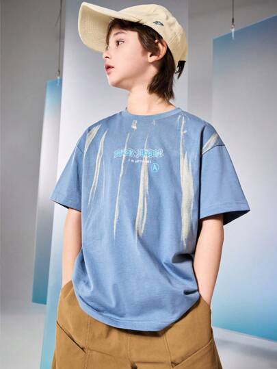 ASK JUNIOR ملابس علوية تي شيرت صيفي أكمام قصيرة للأولاد المراهقين، ملابس علوية أكمام نصفية عادي لأطفال متوسطي وكبار الحجم، ملابس للأولاد المراهقين