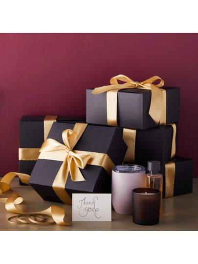 5 قطع، صناديق هدايا سوداء غير لامعة مع أغطية بمقاس 8x8x4 إنش معبأة بعدد 10، صناديق كرتونية حرفية للشحن صغيرة للعروض والأعياد والتخرج والمناسبات والحفلات وأعياد الميلاد