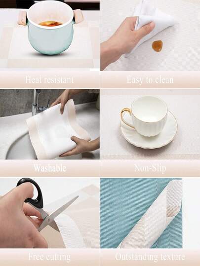 2 قطعة حصيرة من البلاستيك PVC، تصميم بسيط أحادي اللون، حصيرة مستطيلة مقاومة للحرارة، حصيرة أطباق غربية مقاومة للماء، ديكور منزلي