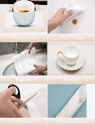 2 قطعة حصيرة من البلاستيك PVC، تصميم بسيط أحادي اللون، حصيرة مستطيلة مقاومة للحرارة، حصيرة أطباق غربية مقاومة للماء، ديكور منزلي