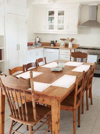 2 قطعة حصيرة من البلاستيك PVC، تصميم بسيط أحادي اللون، حصيرة مستطيلة مقاومة للحرارة، حصيرة أطباق غربية مقاومة للماء، ديكور منزلي