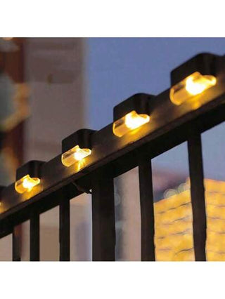 4 أجزاء/8 أجزاء من مصابيح سلم LED على الطاقة الشمسية ، أضواء ممر الحديقة الخارجية ، أضواء ديكور حمام السباحة ، أضواء سلم شمسية مقاومة للماء ، مصابيح سور خارجية بمستشعر حركة للفناء والشرفة والسلالم والسور والمدخل - ضوء دافئ