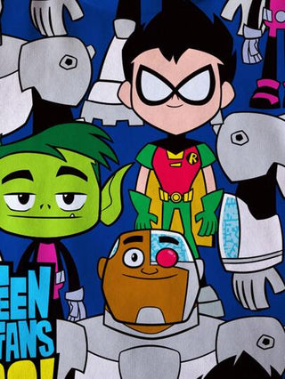 Teen Titans Go X SHEIN تي شيرت كم قصير بطباعة الرسوم المتحركة للأولاد الصغار