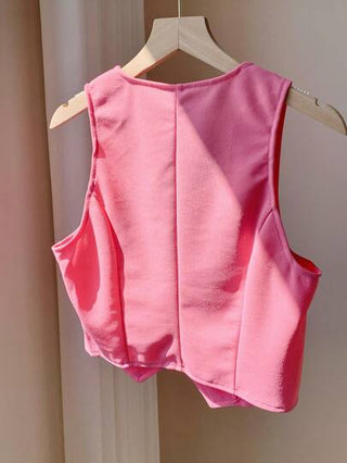 EZwear معطف أزرار أمامية قصير قطعة واحدة