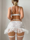 MidnightGlam مجموعة من 5 قطع، قبعة وصدرية وحزام وشرج باللون الوردي المنقوش بالترتر والشبكة الجوارب، إطلالة تكشف الرقبة للجسم والتنورة المذبذبة