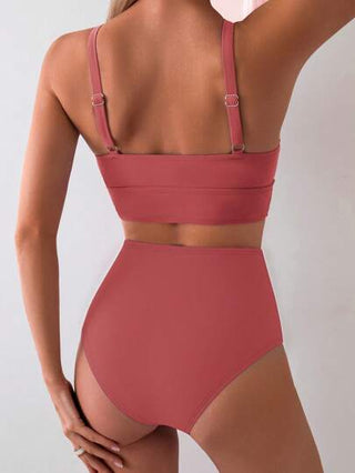 طقم تانكيني حريمي Swim Basics مجموعة بكيني قصيرة سوداء ذات خصر عالي مع ملابس علوية بيكيني 2 قطعة، للعطلات الاسترخائية
