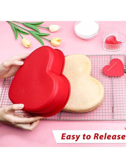 قالب كيك بشكل قلب من السيليكون، مطلي بطبقة مقاومة للالتصاق وقابل للطي، صينية للخبز متعددة الطبقات بألوان نمط ، صينية خبز مقاومة للفرن
