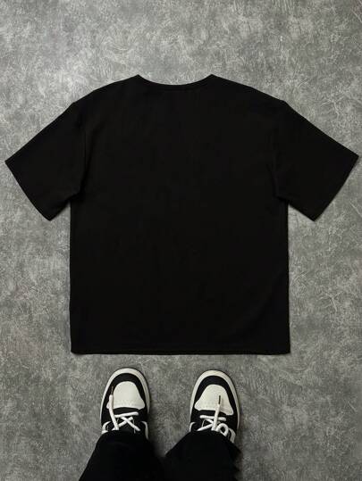 SHEIN تيشيرت آستين قصير كاجوال للمراهقين الذكور، ملابس رياضية وشارع بنكي روك أسلوب كلية للأحداث اليومية والحفلات ومهرجانات الموسيقى، مناسب للربيع والصيف