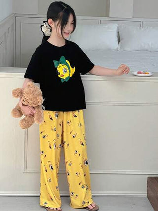 بيجاما DAZY بيجامة تتألف من تي شيرت أكمام قصيرة بياقة طاقم وبنطلون للبنات في مرحلة المراهقة المبكرة