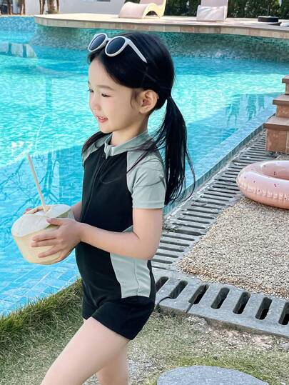 DAZY بدلة سباحة قطعة واحدة (طفلة رضيعة) لموسم الخريف