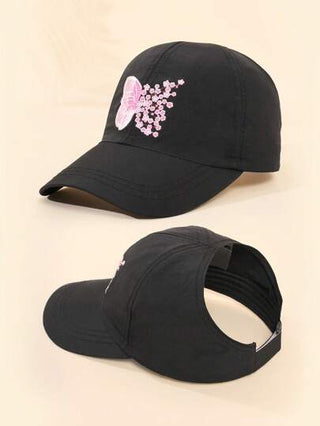 قبعة شمس كاجوال أزرار لتجميع الشعر بذيل الحصان، واقية من الشمس، طراز بلون سادة للأطفال قطعة واحدة