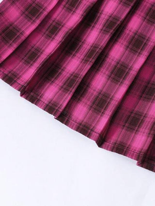 girls-sets طقم يتكون من ملابس علوية مطبوع عليها رسوم بنات كرتونية وتنورة مربعة ملبسة بشكل متجعد للبنات