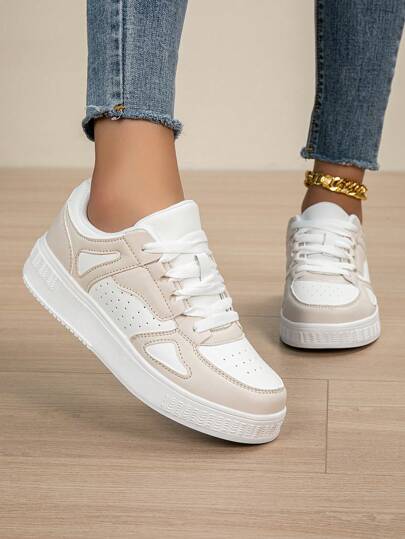 أحذية رياضية كاجوال للنساء، أحذية تزلج مريحة ذات سُكة ناعمة مع رباطات، خفيفة الوزن منخفضة القمة للاستخدام اليومي