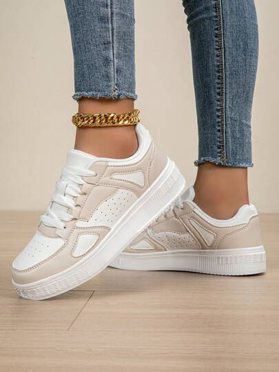 أحذية رياضية كاجوال للنساء، أحذية تزلج مريحة ذات سُكة ناعمة مع رباطات، خفيفة الوزن منخفضة القمة للاستخدام اليومي