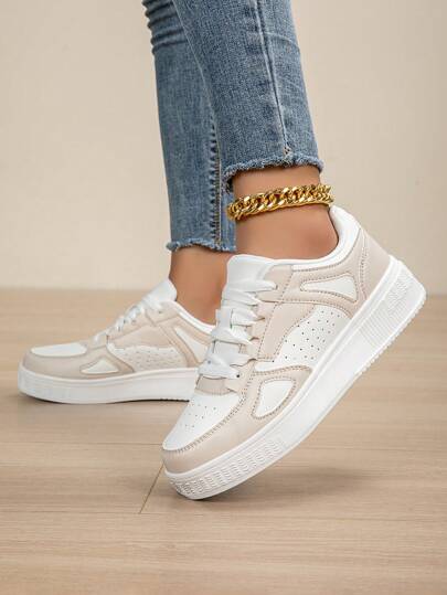 أحذية رياضية كاجوال للنساء، أحذية تزلج مريحة ذات سُكة ناعمة مع رباطات، خفيفة الوزن منخفضة القمة للاستخدام اليومي