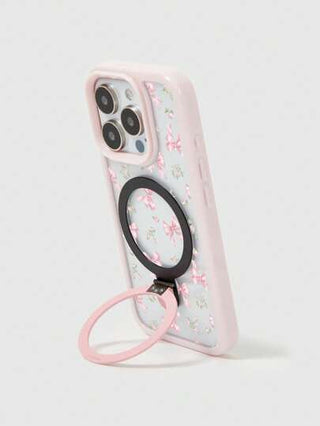 ROMWE Kawaii جراب هاتف وردي مزين بديكور فراشة وحامل مغناطيسي قطعة واحدة مناسب لأجهزة iPhone 11 و12 و13 و14 و15 Pro Max و16