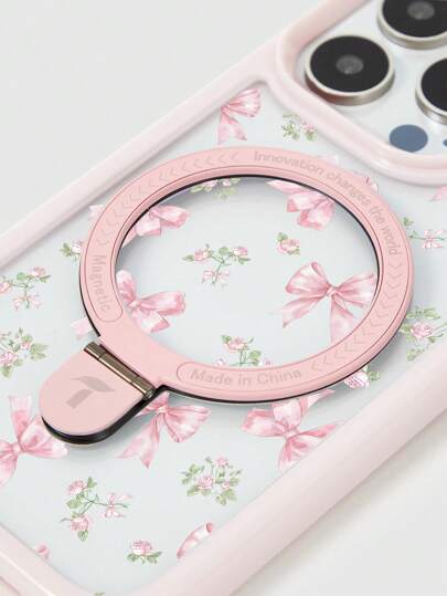 ROMWE Kawaii جراب هاتف وردي مزين بديكور فراشة وحامل مغناطيسي قطعة واحدة مناسب لأجهزة iPhone 11 و12 و13 و14 و15 Pro Max و16