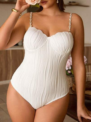Swim Chiccia بدلة سباحة قطعة واحدة ذات حمالات رفيعة للنساء ذوات الحجم الكبير من نسيج ذو ملمس متماسك، مناسبة للعطلات والشاطئ، مثالية لعطلة الصيف