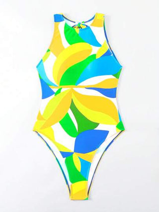 مايوه حريمي قطعة واحدة Swim Vcay بدلة سباحة قطعة واحدة بطبعات عشوائية وفتحة للظهر ، بتصميم للعطلات