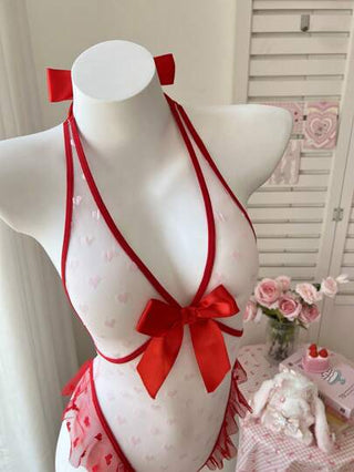 لانجيري حريمي PetitDoll جمبسوت داخلية نسائية مثيرة بتصميم قلب من الساتان والدانتيل