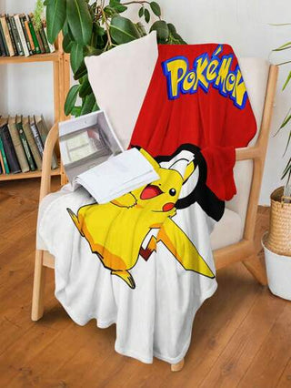 pokemon 1 بطانية ناعمة وراحة بموضوع بيكاتشو الكرتوني ، مناسبة للنوم والأريكة والمكتب والسرير والتخييم والسفر ، هدية متعددة الاستخدامات لجميع المواسم