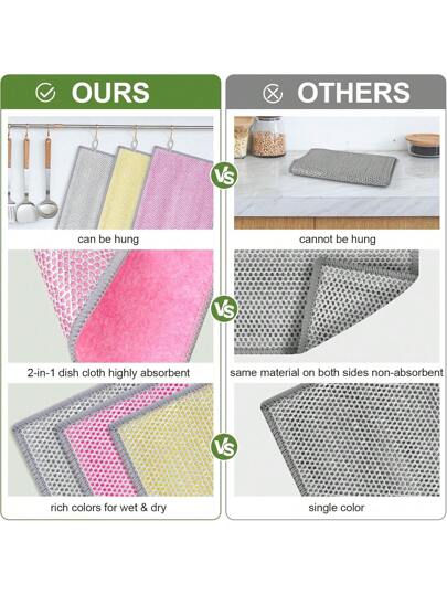 4 قطع/8 قطع/12 قطعة قماش تنظيف قشر جوز الهند ثنائي الاستخدام جاف ورطب، قماش تنظيف ماص للمطبخ، لاستخدامه في أواني الطهي والأحواض وأسطح المائدة والموقد