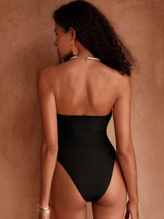 مايوه حريمي قطعة واحدة Swim Chiccia بدلة سباحة طويلة قطعة واحدة مثيرة للسيدات مع ظهر مفتوح بنسيج جلد أسود، للصيف والشاطئ