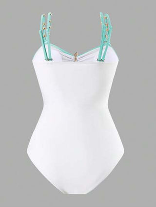 Swim Oasis فستان سباحة مزين بنجمة البحر المعدنية للسيدات ذات الحجم الكبير 1 قطعة/ 2 قطعة لارتداء اليومي خلال صيف العطلات والشاطئ