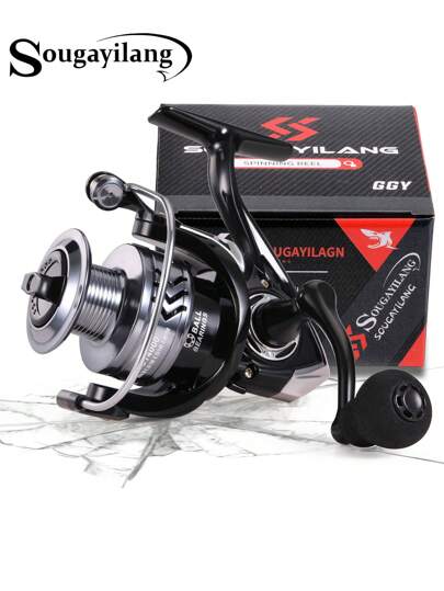 SOUGAYILANG بكرة صيد زنبركية بأقصى سحب 8 كجم ، نسبة تروس 5.2:1 ، سلسلة 1000-6000 ، بكرة سريعة من الألومنيوم المقصوف بالتحكم الرقمي ، مقبض قابل للطي للجانبين الأيمن والأيسر ، لصيد المياه العذبة وصيد الأسماك البحرية وإكسسوارات الصيد العائلية