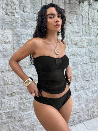 طقم تانكيني حريمي Swim Vcay طقم ملابس السباحة تانكيني مع بندو قابلة للفصل وربطة جانبية وسحاب للنساء