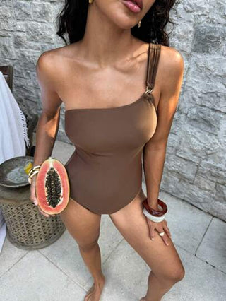 مايوه حريمي قطعة واحدة Swim Vcay بدلة سباحة بقطعة واحدة بلون واحد للنساء، مثالية للعطلات والشاطئ