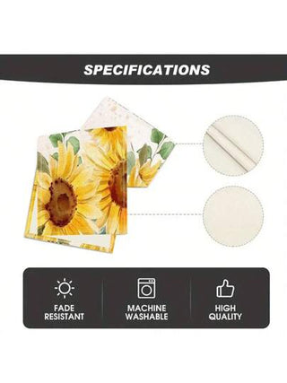 1قطعة/5قطع/7قطع ديكور منزلي، مفرش طاولة مطبوع بنمط عباد الشمس، المادة بوليستر مع 6 مفروشات طاولة - ألياف بوليستر، شكل مستطيل، قماش مفرش طاولة العيد، ديكور المنزل، ديكور طاولة المطبخ والمائدة، ديكور الغرفة، مفرش طاولة