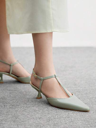 CUCCOO BIZCHIC أحذية فلات بطرف مدبب ومنخفضة الكعب مريحة ، بنمط كلاسيكي مع رباط حول الكاحل ، لون أخضر نعناعي لامع ، متعددة الاستخدامات للكاجوال ، المواعدة ، الحفلات ، العطلات ، والزفاف