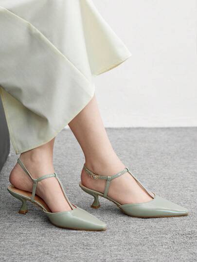 CUCCOO BIZCHIC أحذية فلات بطرف مدبب ومنخفضة الكعب مريحة ، بنمط كلاسيكي مع رباط حول الكاحل ، لون أخضر نعناعي لامع ، متعددة الاستخدامات للكاجوال ، المواعدة ، الحفلات ، العطلات ، والزفاف