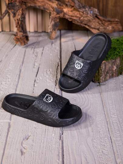 نعال نسائية مريحة للحياة اليومية وللشاطئ في الصيف، سميكة القاعدة من مادة EVA، عصرية، مضادة للانزلاق، باللون الأسود