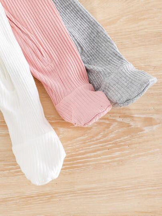 SHEIN 3 مجموعات رومبير وبيجامة نوم للطفل حديث الولادة بأكمام طويلة, بسحاب أمامي، محبوكة بالنسيج المرن