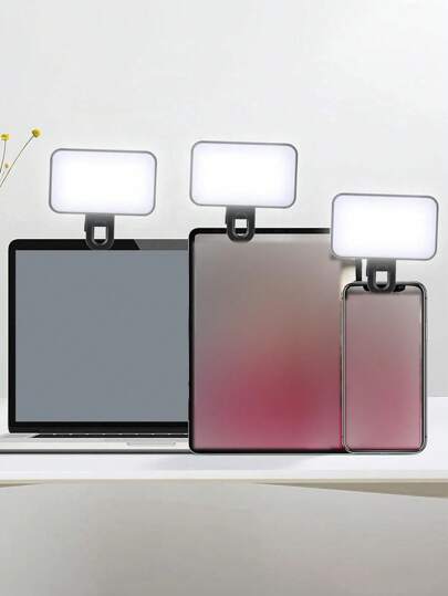 1 لمبة مصباح كليب صغيرة قابلة للشحن بمنفذ USB، 3 أوضاع إضاءة، تعمل بالبطارية و USB، متوافقة مع أجهزة 15/14/13/12/11 برو XS وA72/A71/A52/A51، لاستخدامها مع الهواتف المحمولة والكاميرات لتصوير الفيديو والصور وإجتماعات Zoom، قابلة للتثبيت بمشبك أمامي وخلفي، ب