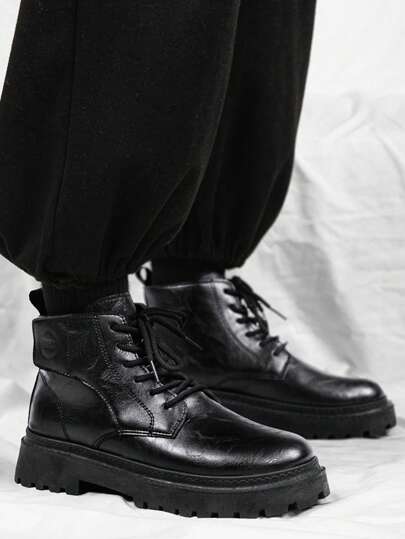 أحذية رجالية موضة جديدة، أحذية كاجوال خارجية مانعة للانزلاق، أحذية رياضية رجالية عالية الرقبة بنعل سميك