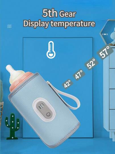 قطعة واحدة من الحضانة البلاستيكية لتسخين زجاجات الأطفال، قابلة للتعديل 5 درجات، إكسسوارات للطفل محمولة خارجيا لزجاجات وأكواب المياه مع غطاء عازل، مناسبة لمعظم أحجام الزجاجات (تذكير الاستخدام: مخصصة للحفاظ على الحرارة فقط، لا يمكن تسخينها بسرعة، مزودة بكبل