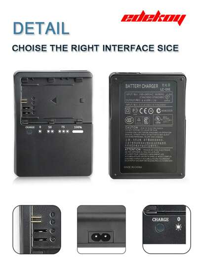 EDEKOY شاحن بطارية الكاميرا LC-E6 LC-E6E مناسب لبطاريات كانون LP-E6 LP-E6N E6NH، مزود بقابس للمملكة المتحدة، متوافق مع كاميرات كانون EOS R Ra R5 C R6 R7 الرقمية والأحادية العدسة 60D 60DA 70D 80D 90D 5DS 5DS R 5D Mark IV 6D 6DA 6D 6D Mark 7D 77D Mark XC10