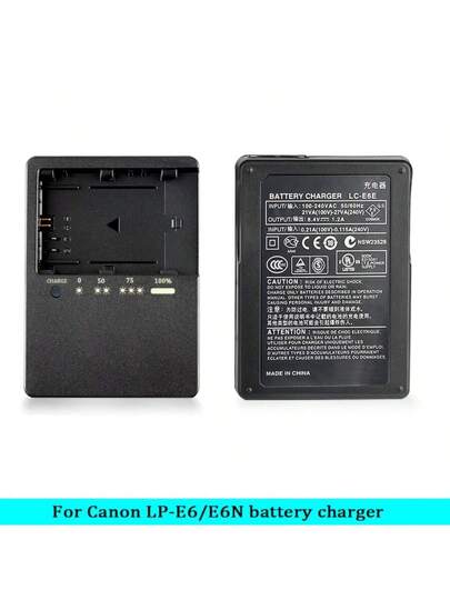 EDEKOY شاحن بطارية الكاميرا LC-E6 LC-E6E مناسب لبطاريات كانون LP-E6 LP-E6N E6NH، مزود بقابس للمملكة المتحدة، متوافق مع كاميرات كانون EOS R Ra R5 C R6 R7 الرقمية والأحادية العدسة 60D 60DA 70D 80D 90D 5DS 5DS R 5D Mark IV 6D 6DA 6D 6D Mark 7D 77D Mark XC10