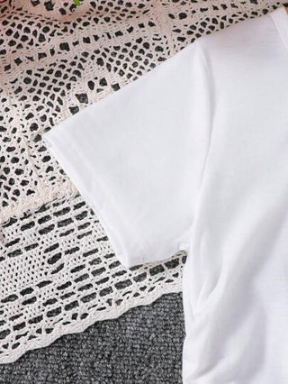 تيشيرتات بناتي طقم من قطعتين لفتيات يتكون من تي شيرت به تصميم بورتريه وريبون مع بناطيل كارجو ذات خصر مطاطي ، مجموعة ملابس كاجوال أنيقة وأنيقة