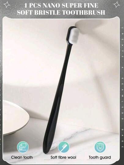 1/5 فرشاة أسنان ناعمة ذات فرو أسود، فرشاة أسنان قابلة للحمل للأسنان المعالجة بتقويم الأسنان، تنظيف كامل للأسنان