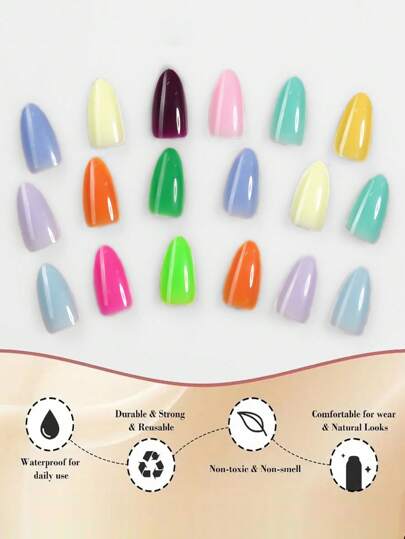 576 ملصق أظافر جل شكل اللوز، 24 لون ، علبة أكريليك، ملصقات أظافر لوز بنهاية مطفية ، ملائم طبيعي، قابل لإعادة الاستخدام، طقم أظافر مثالي للنساء