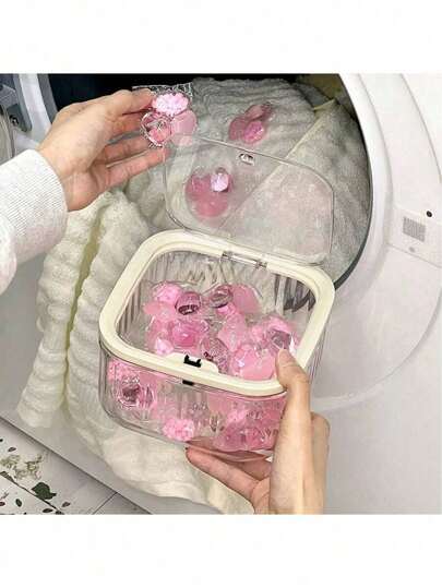 حاوية تخزين لكبسولات المنظفات، صندوق موزع لمساحيق أو أقراص الغسيل مع غطاء محكم وكوب، منظم لغرفة الغسيل لحافظات الغسالة والغسالة الأطباق