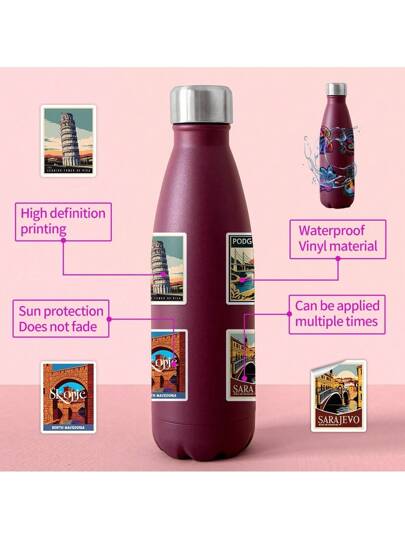 50 قطعة ملصقات سفر أوروبية ، ملصقات مدن ، ملصقات كرتونية ، ملصقات سفر عتيقة ، ملصقات دول ، ملصقات العالم ، ملصقات فينيل مقاومة للماء لزجاجة المياه والكمبيوتر واللاب توب والهاتف والحقيبة والدفتر والثلاجة