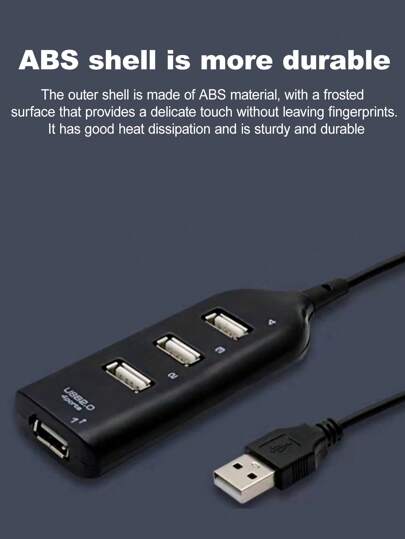 محطة إرساء متعددة الوظائف 4 في 1 منفذ USB 2.0 ، وحدة توزيع محمولة مع إمكانية التشغيل والإيقاف، للكمبيوتر المحمول والهاتف والأقراص الومضية والماوس وقارئات البطاقات والأجهزة اللوحية والطابعات والكاميرات وجميع الملحقات USB