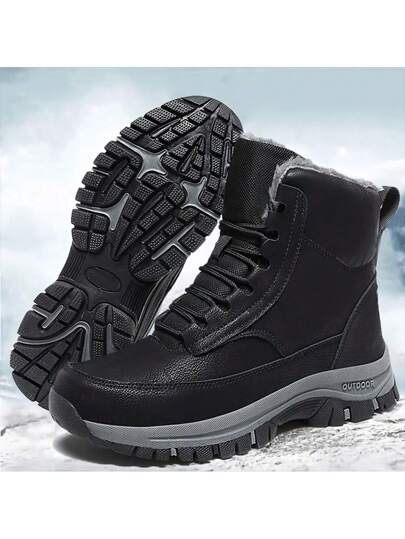 بوت ثلج خارجية دافئة فائقة الخفة ذات قاعدة قوية للرجال في فصل الشتاء الجديد ، مقاس كبير ، جلد PU ،بوت походные مريحة للاستخدام اليومي ، بوت походные مضادة للانزلاق ، باللون الأسود والبيج